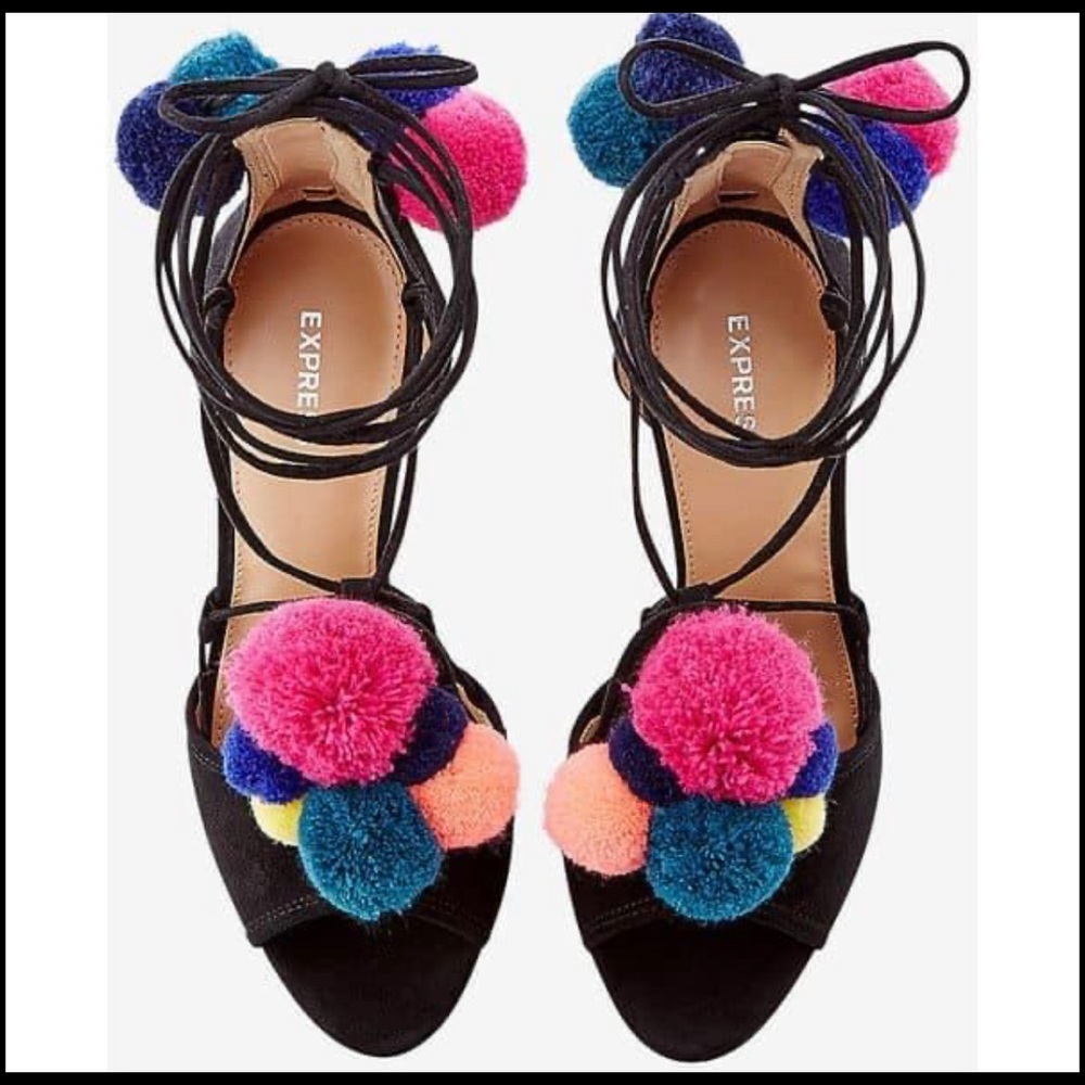 Pom-Pom lace up Stilettos